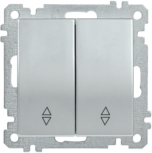 Выключатель 2-клавишный проходной ВС10-2-2-Б 10А BOLERO серебряный | код EVB22-K23-10 | IEK